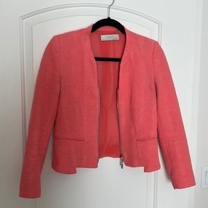 Textured Coral Zip Blazer
